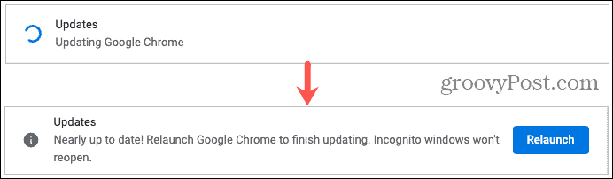 Google Chrome को अपडेट करना और पुन: लॉन्च करना