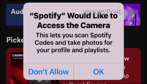 Spotify को कैमरे तक पहुंच प्रदान करें