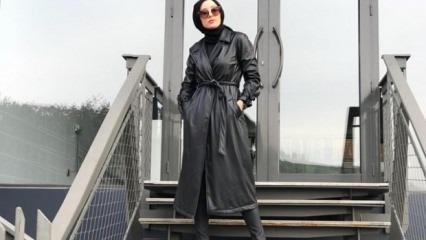 हिजाब कपड़ों में लेदर जैकेट मॉडल