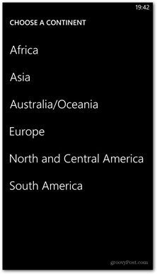 विंडोज फोन 8 नक्शे उपलब्ध महाद्वीप