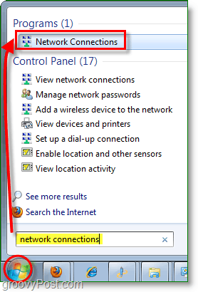 विंडोज़ 7 में अपना नेटवर्क कनेक्शन संवाद खोलें