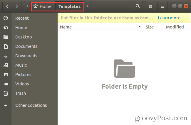 Ubuntu में Nautilus में टेम्पलेट फ़ोल्डर