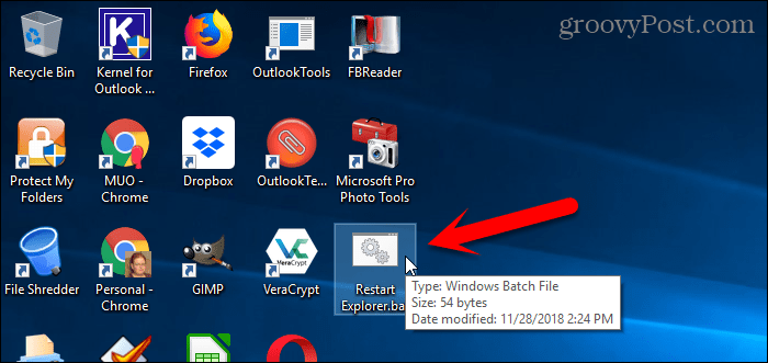 Windows 10 डेस्कटॉप पर एक बैच फ़ाइल चलाएँ