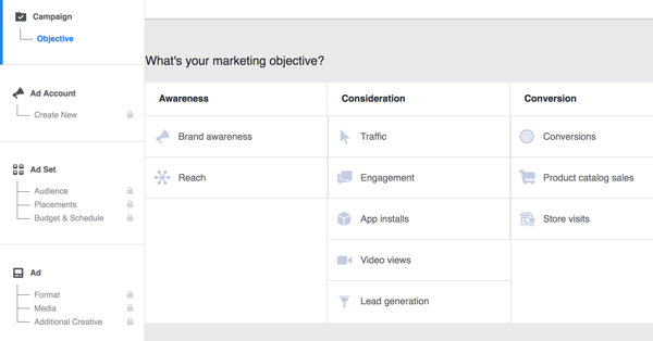अपने फेसबुक अभियान के उद्देश्य को चुनें।