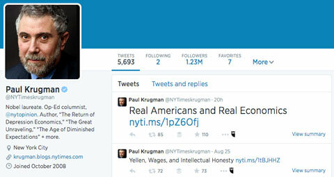paul krugman ट्विटर प्रोफ़ाइल