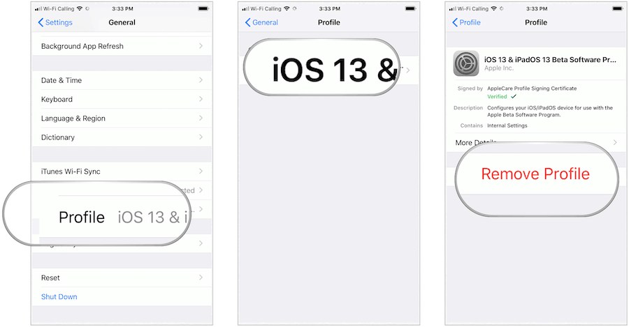रिमोट iOS 13 प्रोफाइल