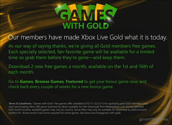 गोल्ड अवलोकन के साथ Xbox लाइव गेम