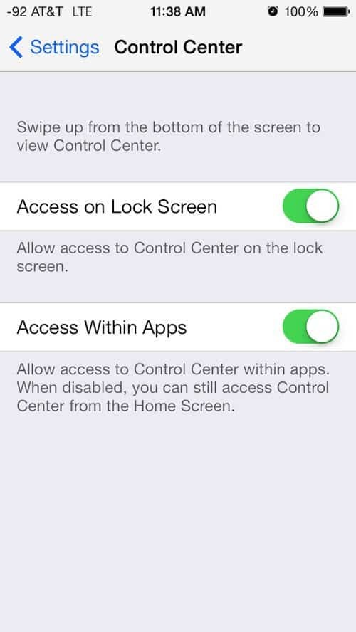 एप्लिकेशन का उपयोग करते समय iOS 7 नियंत्रण केंद्र को अक्षम कैसे करें