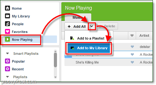 अपने Grooveshark संगीत पुस्तकालय में अपने वर्तमान गाने जोड़ें