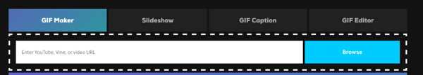 Giphy पर GIF बनाने के लिए, GIF मेकर या स्लाइड शो चुनें।
