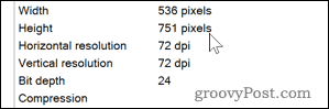 Windows पर छवि के लिए DPI विवरण