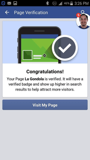 आपको एक संदेश देखना चाहिए कि आपका फेसबुक पेज सत्यापित हो गया है।