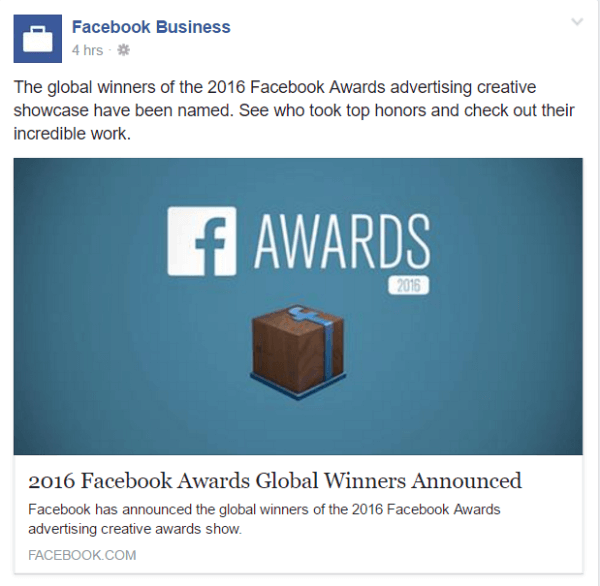 2016 फेसबुक पुरस्कार