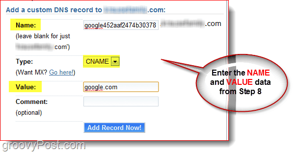 Dreamhost.com CNAME पर अपना डोमेन DNS प्रबंधित करें