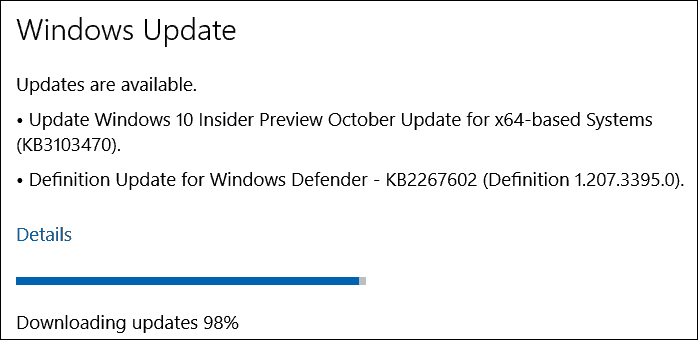 विंडोज 10 अंदरूनी सूत्र पूर्वावलोकन के लिए अक्टूबर अपडेट (KB3103470)