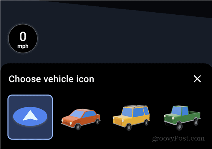 Google मैप्स कार प्रतीक विकल्प