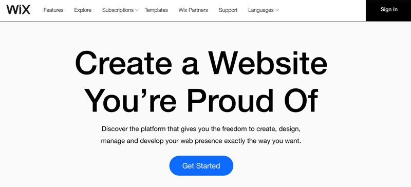 Wix.com शीर्षक 'एक वेबसाइट बनाएं जिस पर आपको गर्व हो'