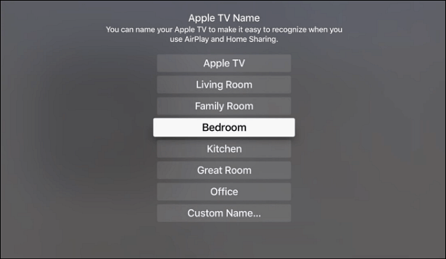 Apple टीवी का नाम बदलें
