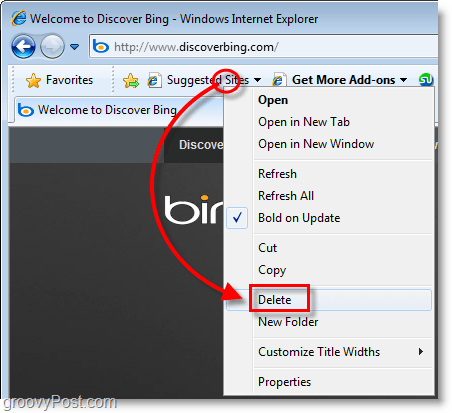 इंटरनेट एक्सप्लोरर 8 - सुझाई गई साइटों को हटाएं