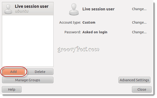 लाइव सत्र उपयोगकर्ता ubuntu