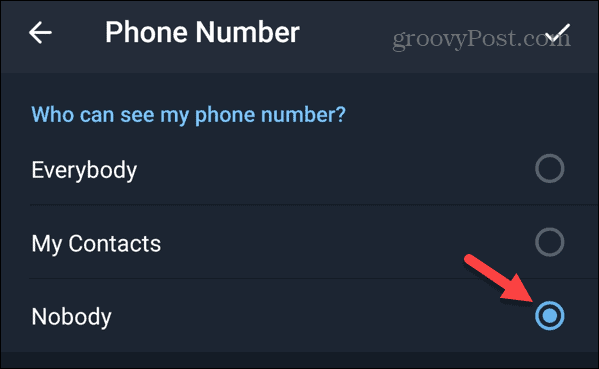 एंड्रॉइड पर टेलीग्राम पर कोई भी मेरा फ़ोन नंबर नहीं देख सकता