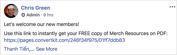 यह फेसबुक ग्रुप पोस्ट नए सदस्यों का स्वागत करता है और उन्हें मुफ्त पीडीएफ डाउनलोड करने की याद दिलाता है।
