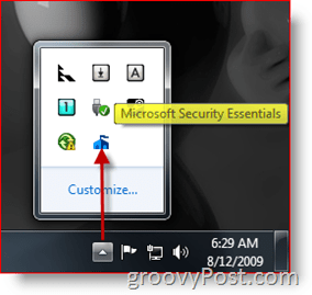 Microsoft सुरक्षा अनिवार्य टास्क बार आइकन / लॉन्च