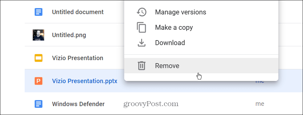 PPTX फ़ाइल को Google डिस्क से निकालें