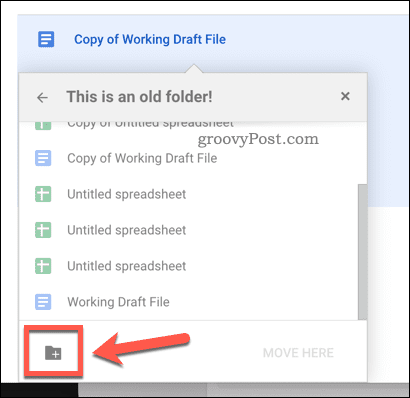 फ़ाइलों को Google ड्राइव में ले जाने के लिए एक नया फ़ोल्डर बनाना