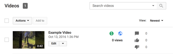मुद्रीकृत यूट्यूब वीडियो एक हरे रंग का डॉलर चिह्न प्रदर्शित करते हैं