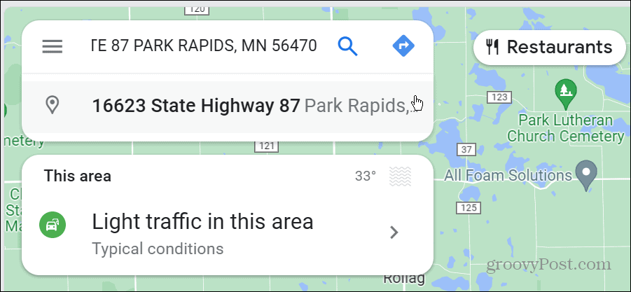 Google मानचित्र खोजें