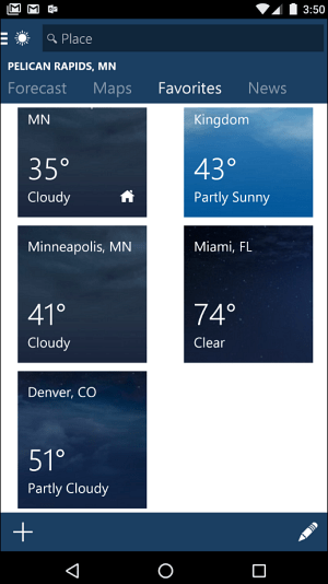 Android एमएसएन मौसम ऐप