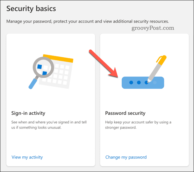 अपने Microsoft खाते में पासवर्ड सुरक्षा बदलें