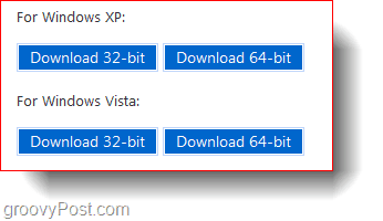विंडोज एक्सपी और विंडोज विस्टा 32-बिट और 64-बिट डाउनलोड