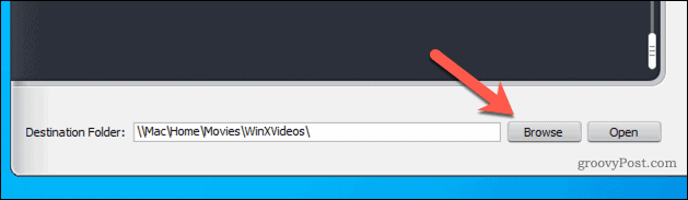 WinX में फ़ाइल आउटपुट डेस्टिनेशन सेट करना