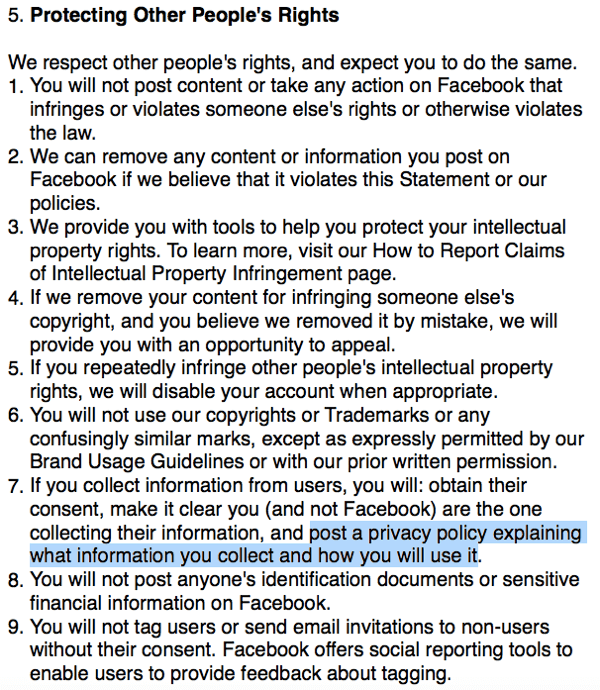 फेसबुक गोपनीयता नीति की आवश्यकता को रेखांकित करता है।