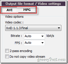 पजेरा वीडियो परिवर्तित के लिए AVI या MPG के बीच चयन करें