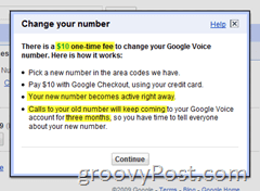 Google Voice नंबर बदलें विवरण