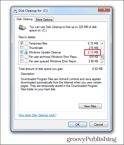 विंडोज 7 अपडेट आपको पुरानी अपडेट फाइलों को हटाने की अनुमति देता है