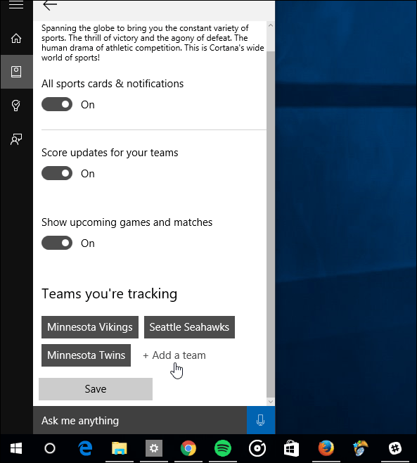 खेल नोटबुक Cortana