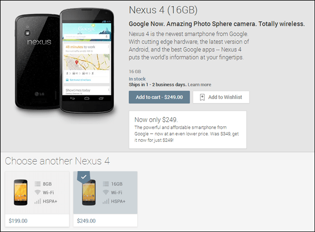 Google नेक्सस 4 एंड्रॉइड स्मार्टफोन को 199 डॉलर में छूट देता है
