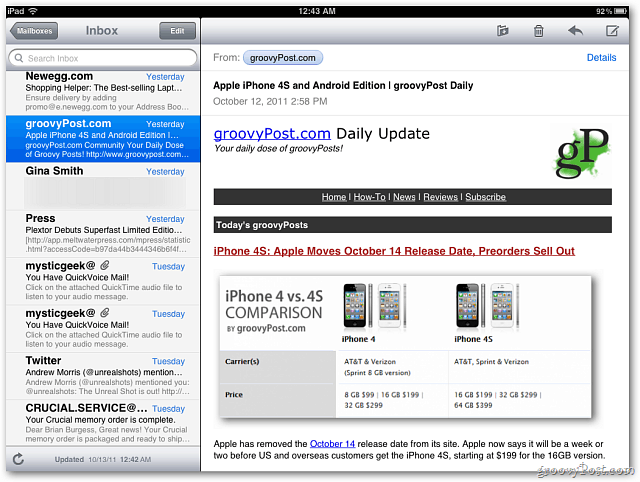 iOS 5 इनबॉक्स