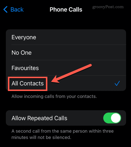 सभी संपर्कों को अनुमति दें iPhone