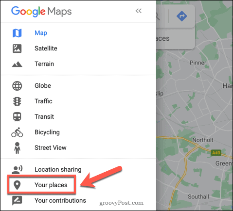 Google मानचित्र आपके स्थान विकल्प