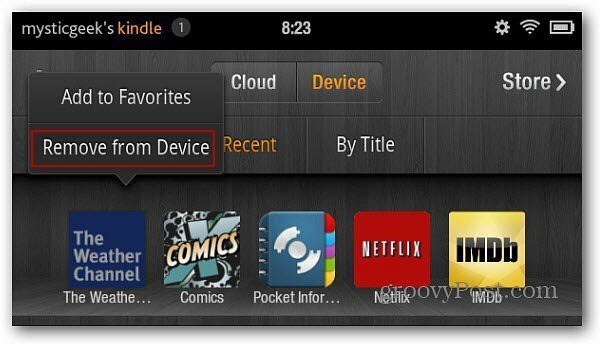 डिवाइस से किंडल फायर निकालें