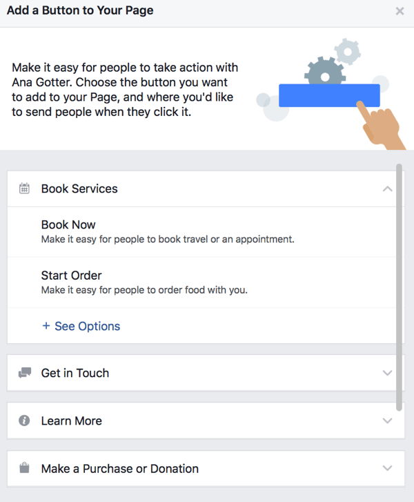 आप अपने फेसबुक पेज के लिए बड़ी संख्या में CTA बटन चुन सकते हैं।