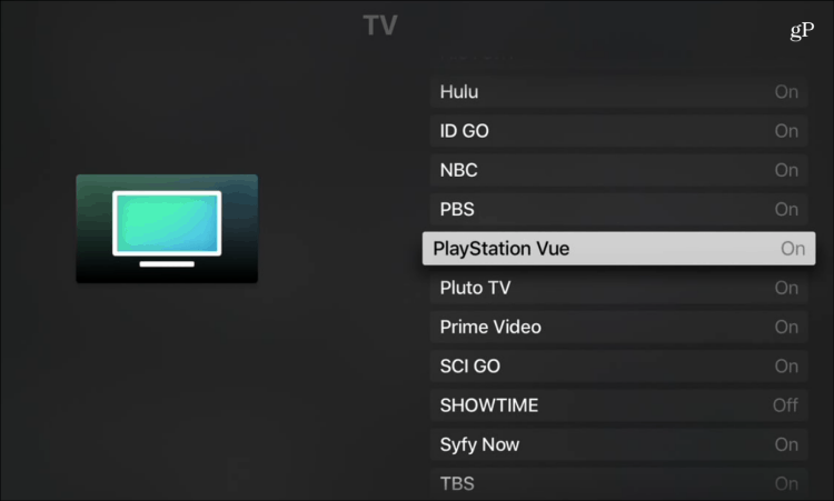 Apple टीवी ऐप PlayStation Vue