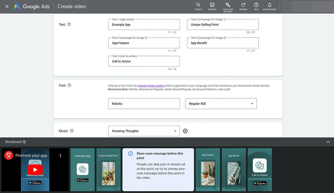 How-to-promot-your-app-using-youtube-vertical-video-ads-using-google-ads-asset-library-templates-storyboard-automated-tips-show-main-message-before-this-point- फ़ॉन्ट-ऑडियो-ट्रैक-उदाहरण-8