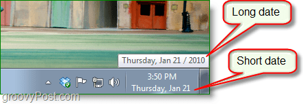 विंडोज 7 स्क्रीनशॉट - लंबी तारीख बनाम। कम समय