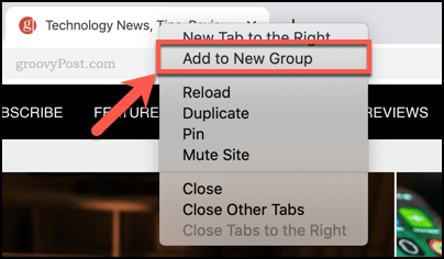 Chrome में नए टैब समूह में एक टैब जोड़ना